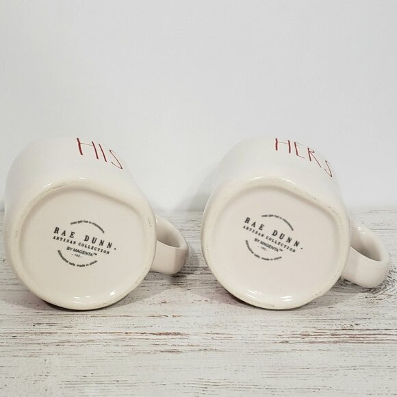 Rae Dunn  HIS HERS  Artisan Collection  Coffee / Tea Mugs NWOB - Picture 2 of 3